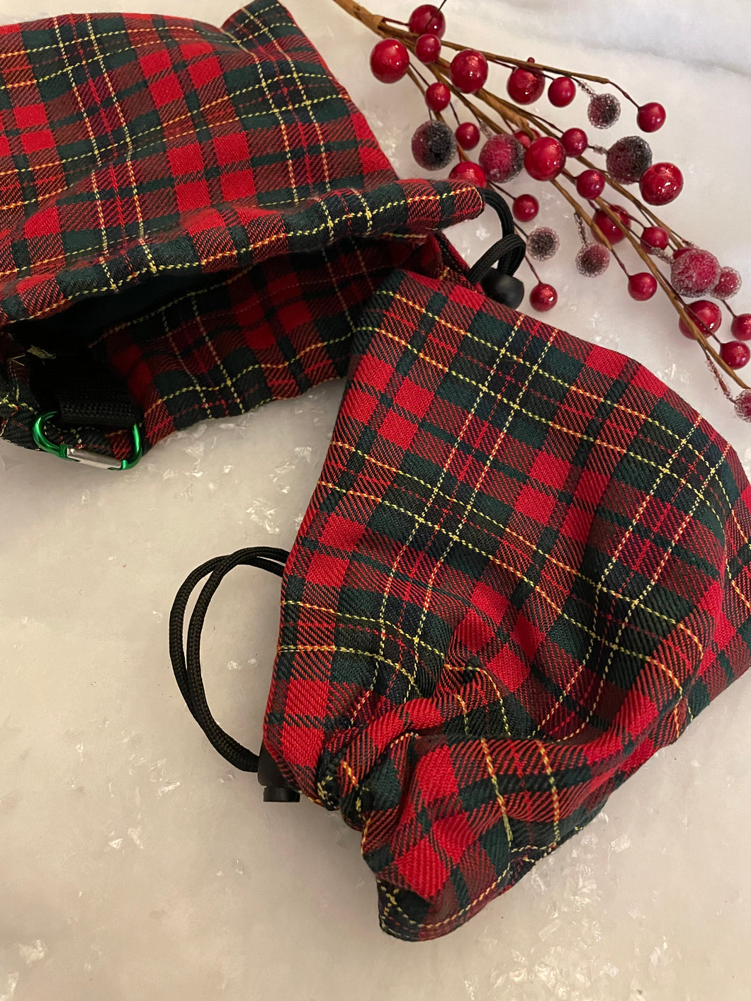 Christmas in a tartan, red and green tartan treat bag