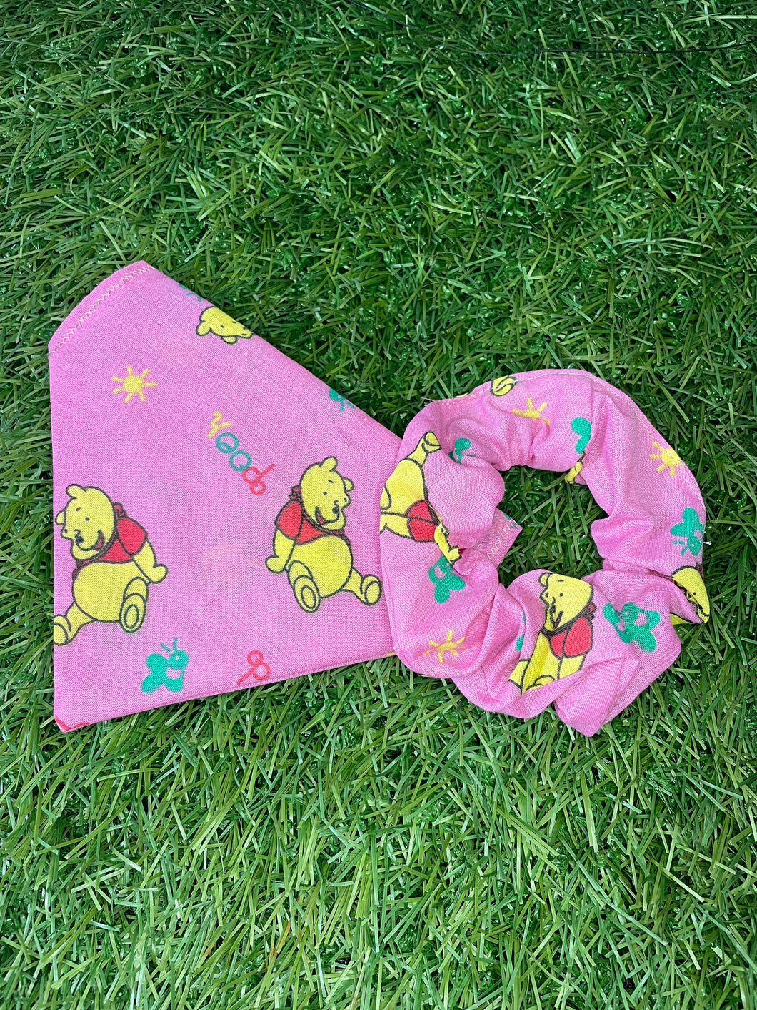 Winnie The Pooh, Pink Pet Bandana & Scrunchie Set