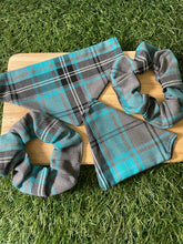 Load image into Gallery viewer, Tartan Pet Bandanas and Scrunchies  - Blue Or Yellow
