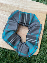 Load image into Gallery viewer, Tartan Pet Bandanas and Scrunchies  - Blue Or Yellow
