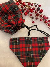 Load image into Gallery viewer, Christmas in a tartan, red and green tartan treat bag

