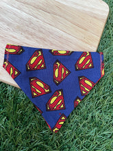 Load image into Gallery viewer, Superman Print- Pet Bandanas &amp; Matching Scrunchies
