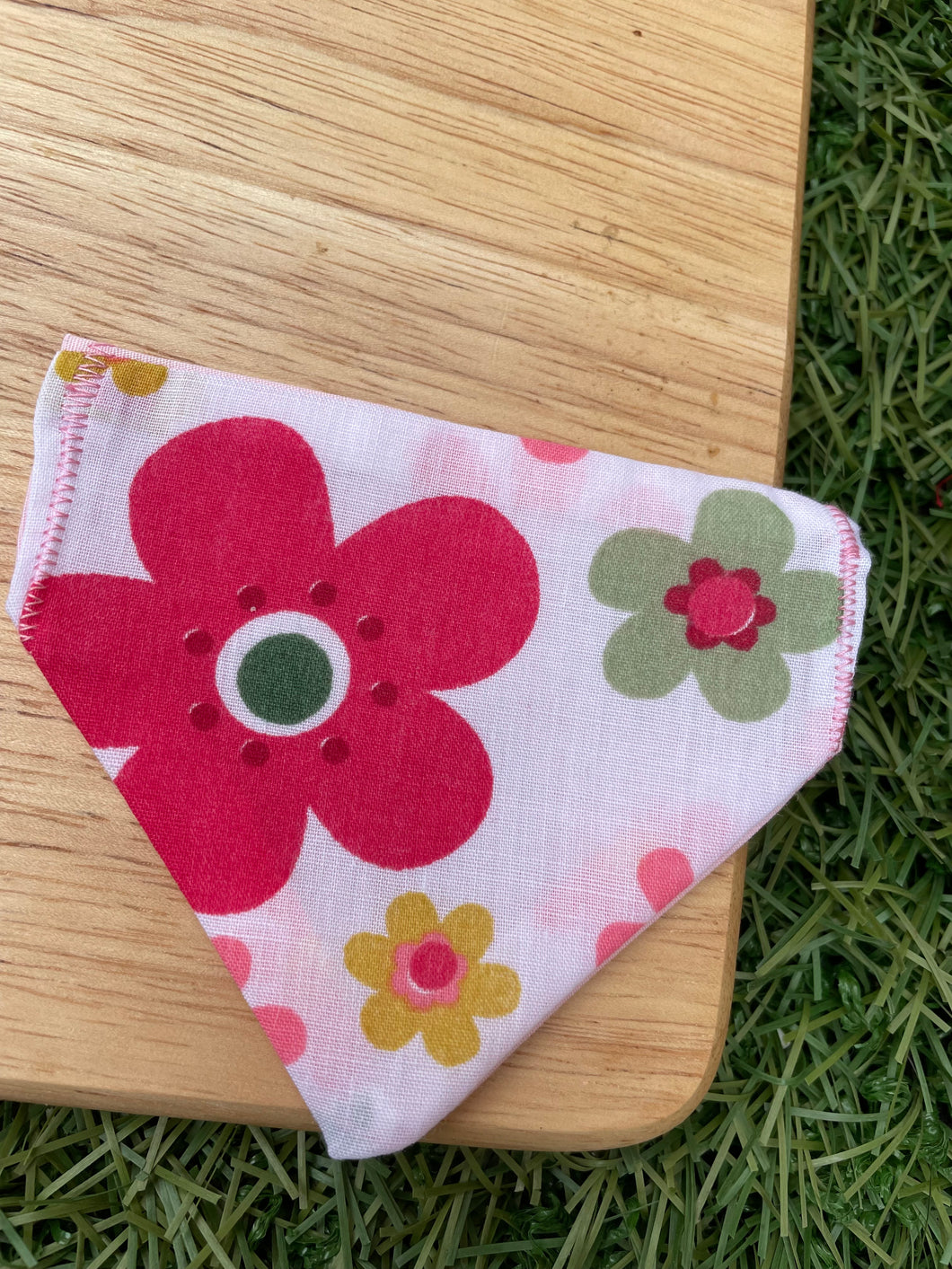 Pink Flower Print Pet Bandanas & Matching Scrunchies